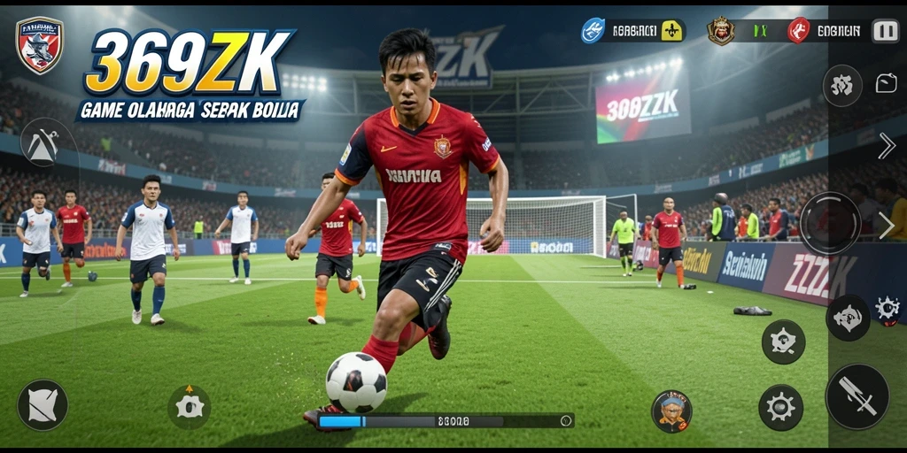 Tampilan gameplay mendebarkan di 369ZK dengan aksi sepak bola yang intens.