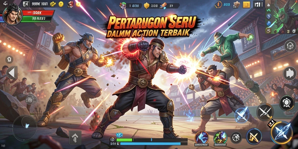Screenshot 99RK menampilkan pertarungan seru dengan karakter bertempur.