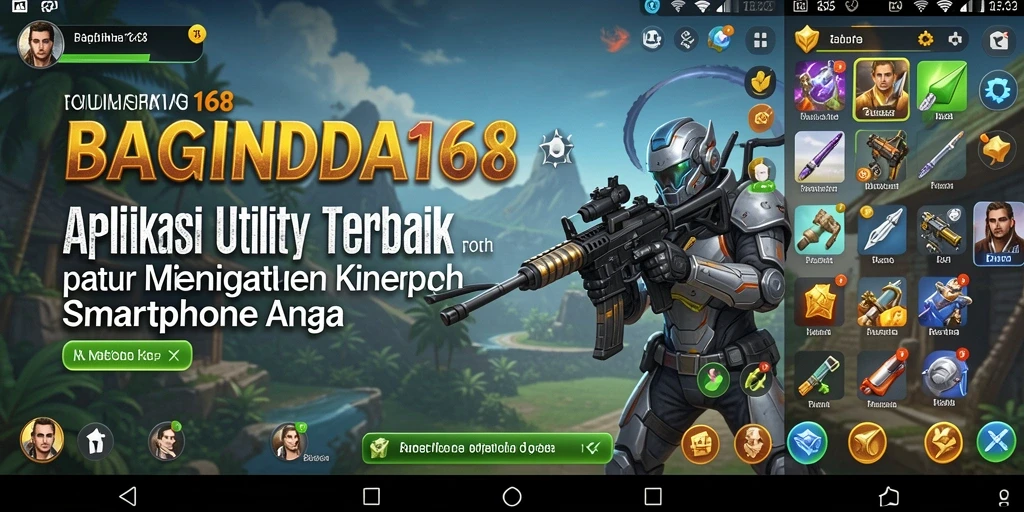 Tampilan layar utama BAGINDA168 menampilkan fitur-fitur optimisasi smartphone.