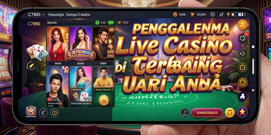 Screenshot gameplay C7890 dengan dealer langsung di meja kasino.