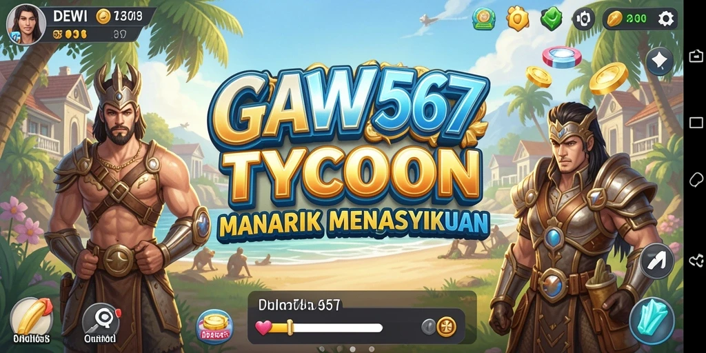 Screenshot DEWI567 menampilkan tampilan gameplay mendalam dan strategi Tycoon.