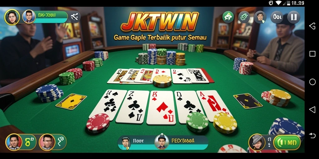 Screenshot gameplay JKTWIN menampilkan suasana seru bermain Gaple.