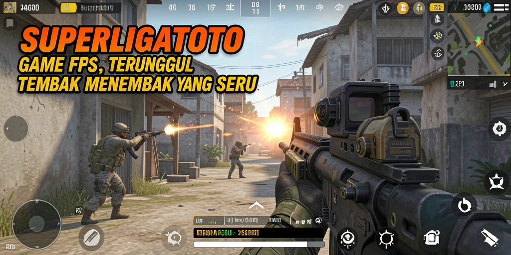 Tampilan gameplay mendebarkan dalam <strong>SUPERLIGATOTO</strong> dengan aksi tembak-menembak yang intens.