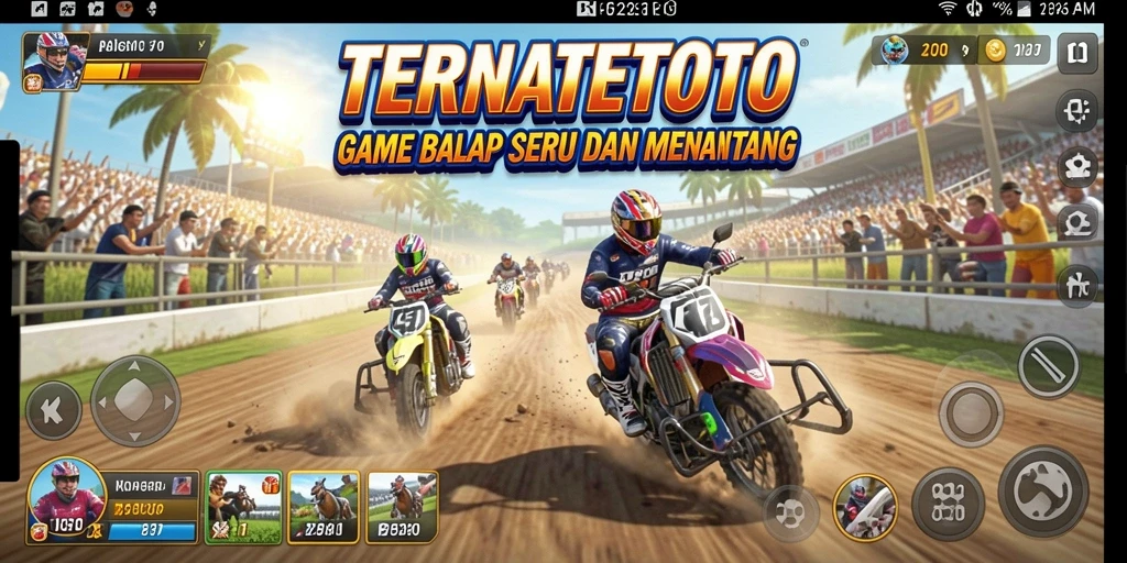 Tangkapan layar gameplay TERNATETOTO menampilkan aksi balapan yang seru dan mendebarkan.