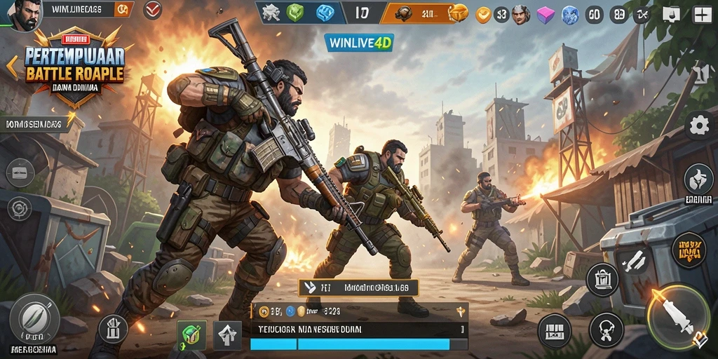 Tampilan gameplay menegangkan dari WINLIVE4D di tengah pertempuran seru.